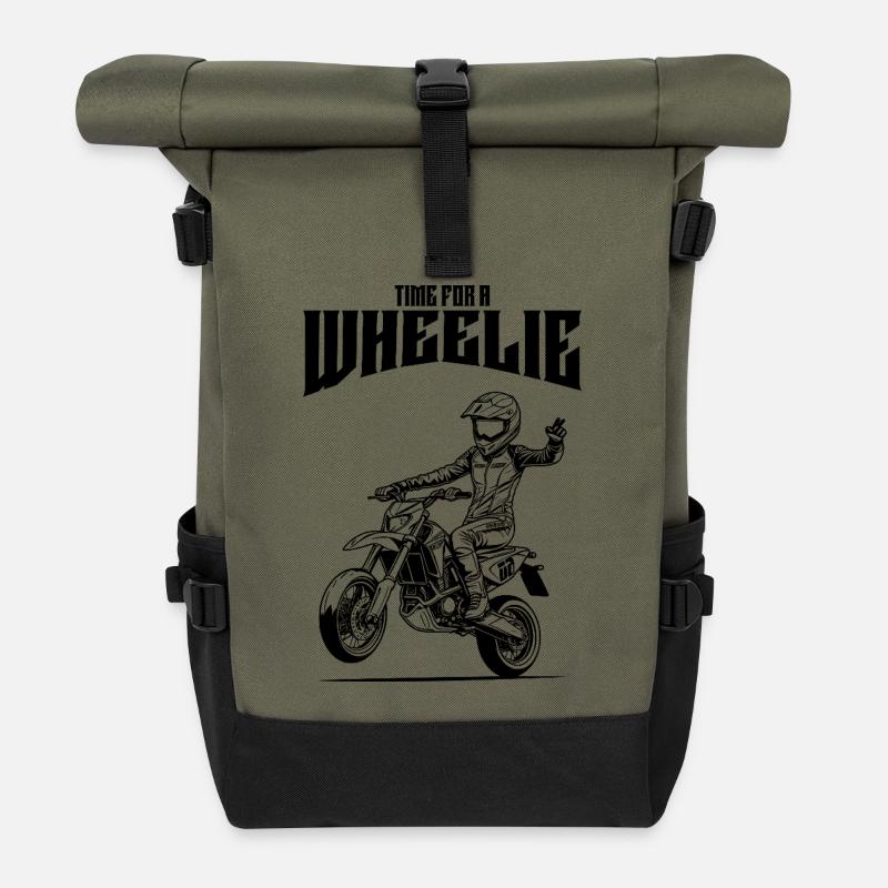 Time for a Wheelie - Roll Top Backpack - olive/black