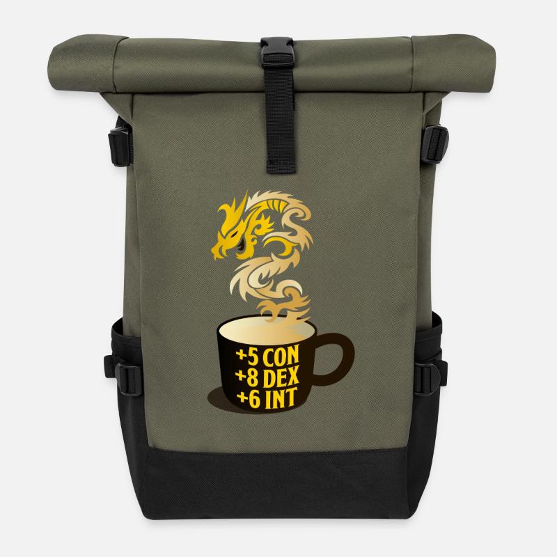 Dragon Steam RPG Stat Becher - Rolltop Rucksack - Olive/Schwarz