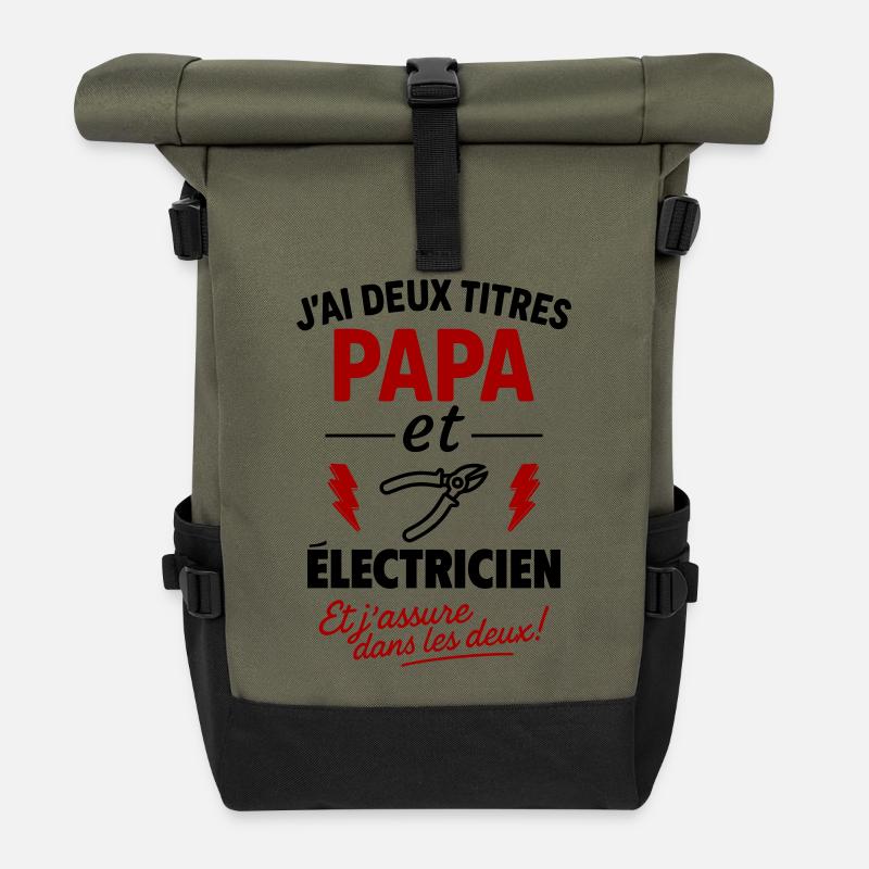 Vater-Elektriker-Weihnachts-Vatertagsgeschenk-Idee - Rolltop Rucksack - Olive/Schwarz