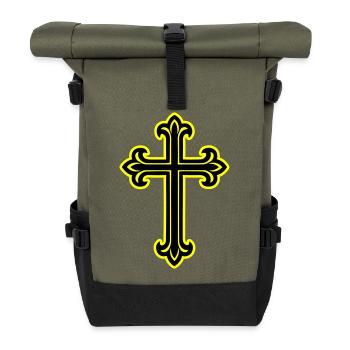 Symbole de croix chrétien - Sac à dos roll top - olive/noir - Devant
