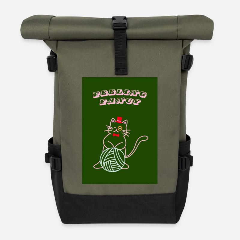 Katze fühlt sich schick an - Rolltop Rucksack - Olive/Schwarz