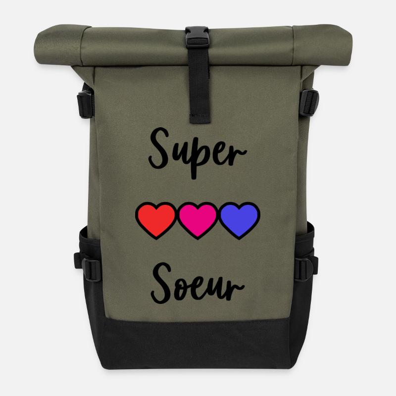 SCHWESTER. SUPERSCHWESTER. BESTE GROSSE SCHWESTER. SCHWESTER. - Rolltop Rucksack - Olive/Schwarz