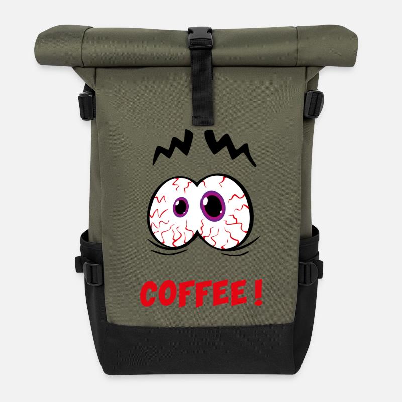 I need coffee! Funny comic motif - Roll Top Backpack - olive/black