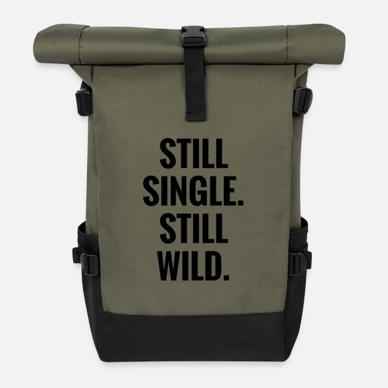 Still Single Still Wild - Rolltop Rucksack - Olive/Schwarz