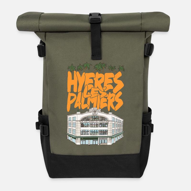 Hyeres Palmiers Graffiti - Sac à dos roll top - olive/noir