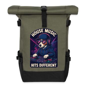 Jack Russell Terrier DJ Turntables House Gift - Roll Top Backpack - olive/black - Front