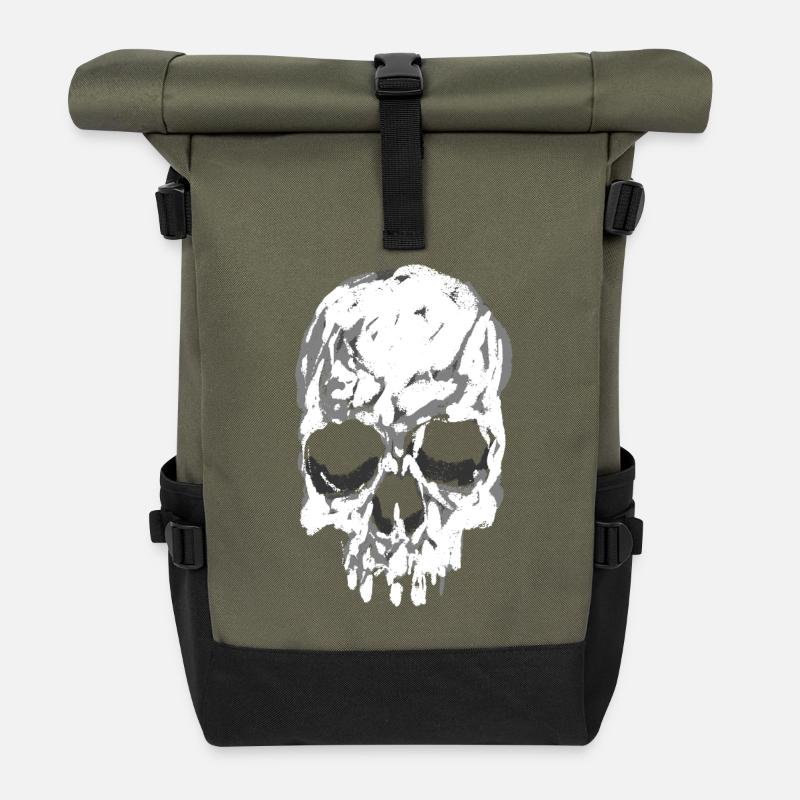Crâne - Sac à dos roll top - olive/noir