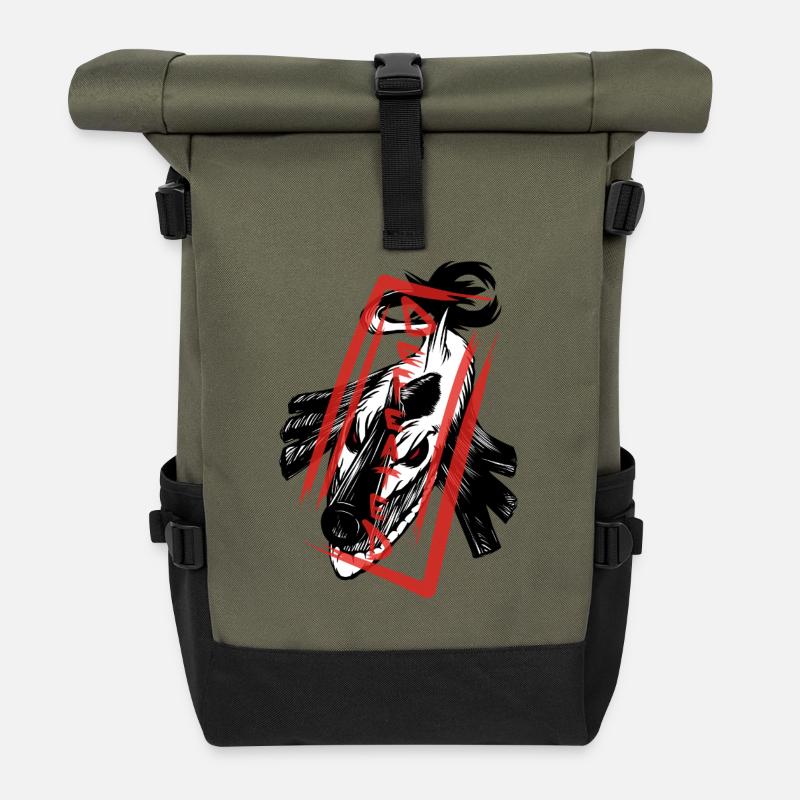 The defeated: Shark Monster - Roll Top Backpack - olive/black