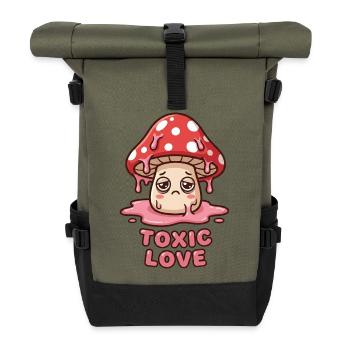 Amour toxique Champignon triste Kawaii Design - Sac à dos roll top - olive/noir - Devant