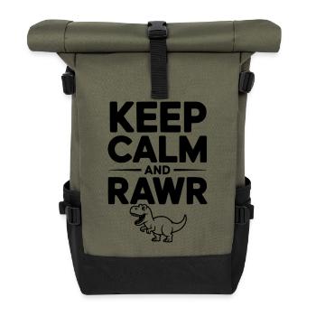 Reste calme et Rawr - Sac à dos roll top - olive/noir - Devant