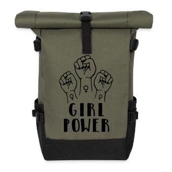 girl power - Roll Top Backpack - olive/black - Front