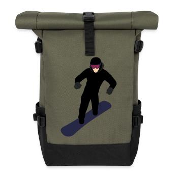 Dynamischer Snowboarder - Rolltop Rucksack - Olive/Schwarz - Vorne