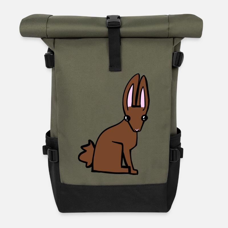 Lapin brun - Sac à dos roll top - olive/noir