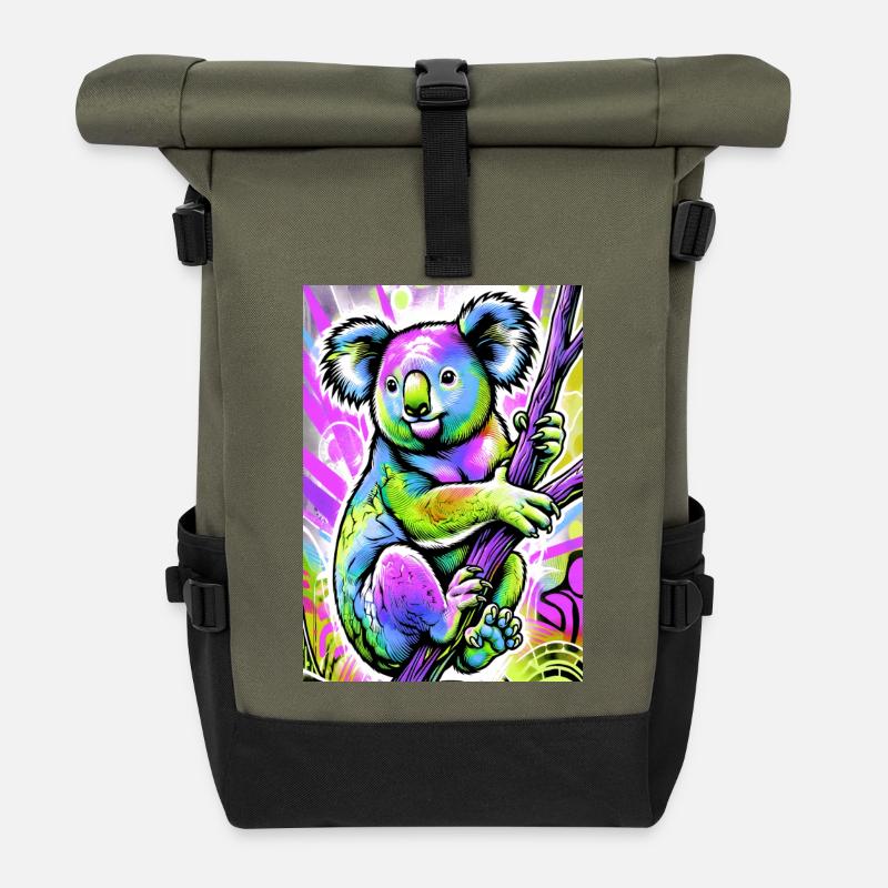 Koala - Roll Top Backpack - olive/black