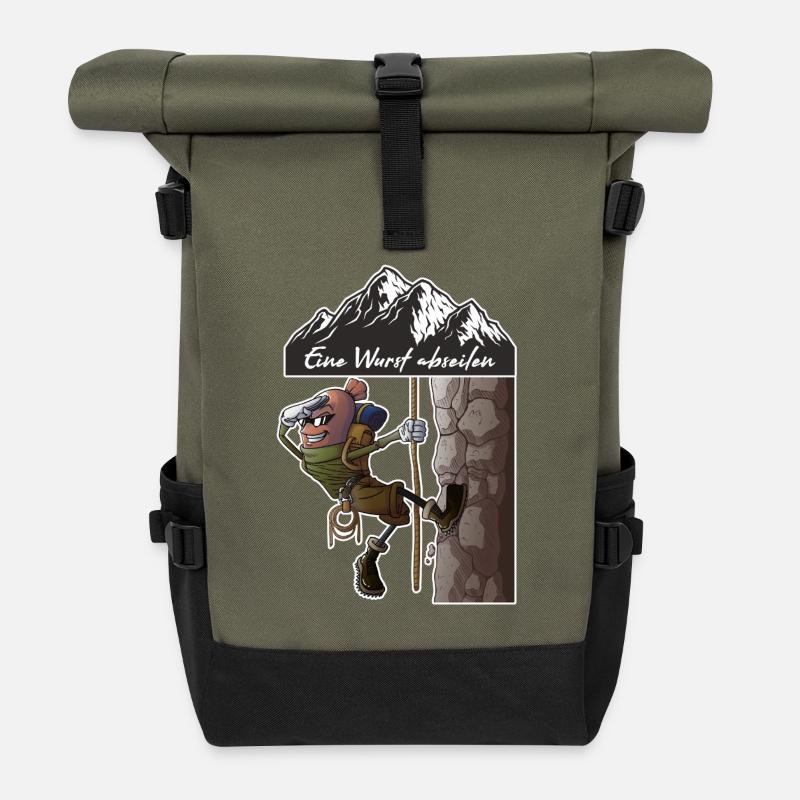Eine Wurst abseilen - Rolltop Rucksack - Olive/Schwarz