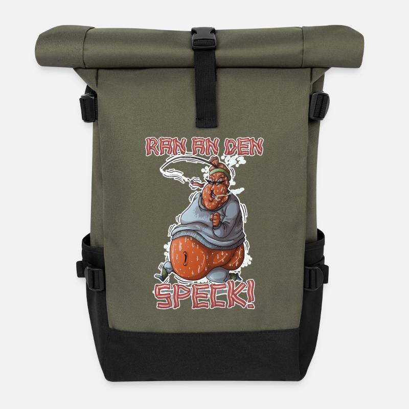 Ran an den Speck - Rolltop Rucksack - Olive/Schwarz