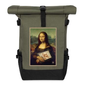 Mona Lisa Tablet Sketch Mashup - Roll Top Backpack - olive/black - Front