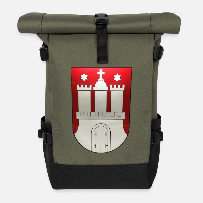 Hamburg - Rolltop Rucksack - Olive/Schwarz