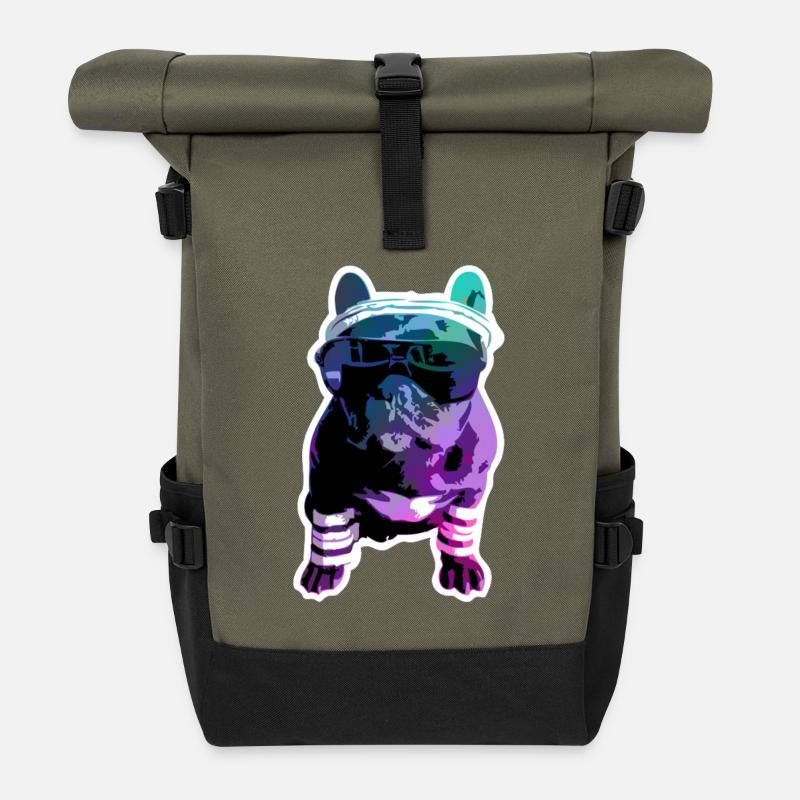 Hipster-Dogge - Rolltop Rucksack - Olive/Schwarz