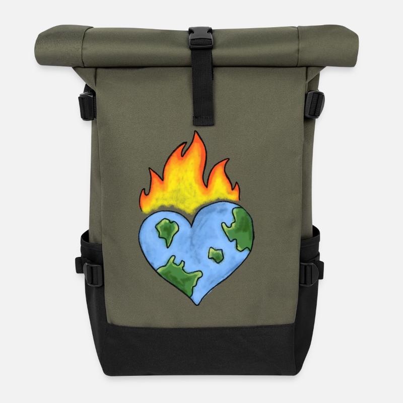 Liebe Erde - Rolltop Rucksack - Olive/Schwarz