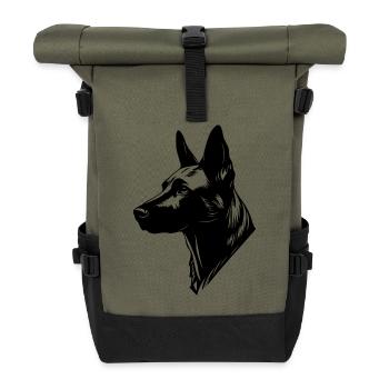 Portrait Malinois Belge Berger Belge - Sac à dos roll top - olive/noir - Devant