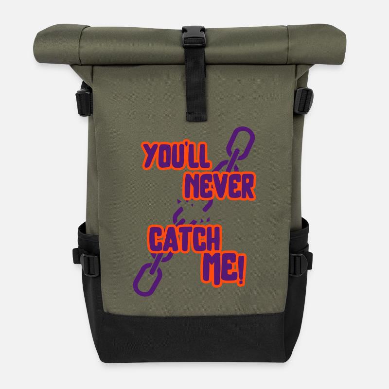 you'll never catch me - Rolltop Rucksack - Olive/Schwarz