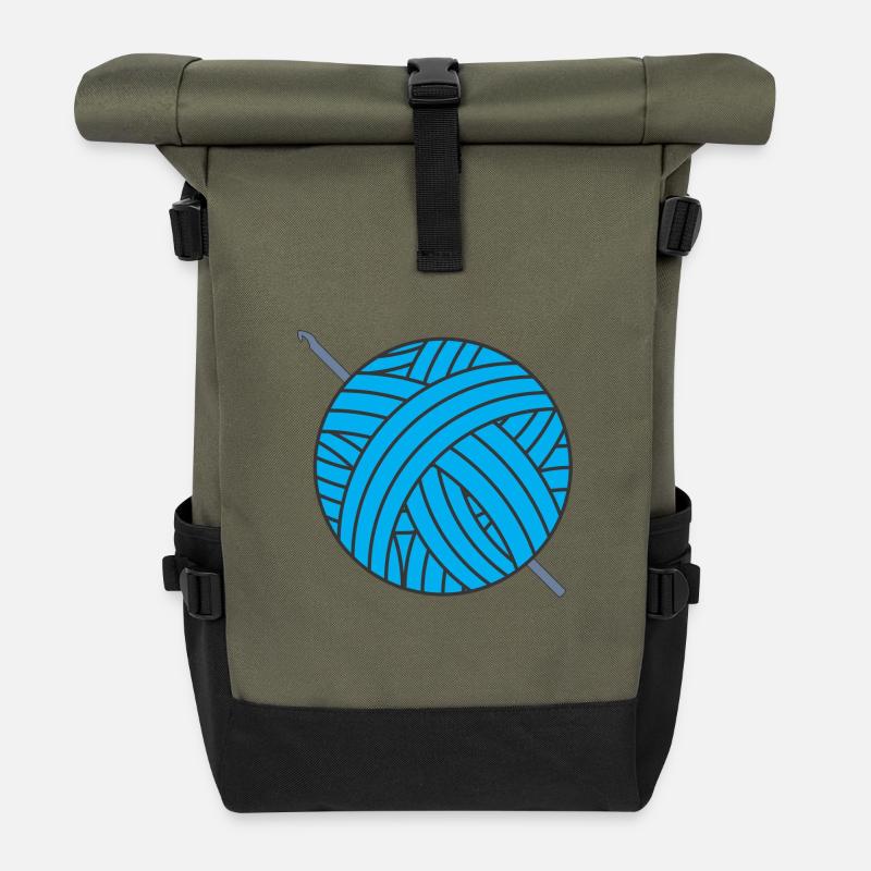 Häkeln - Rolltop Rucksack - Olive/Schwarz