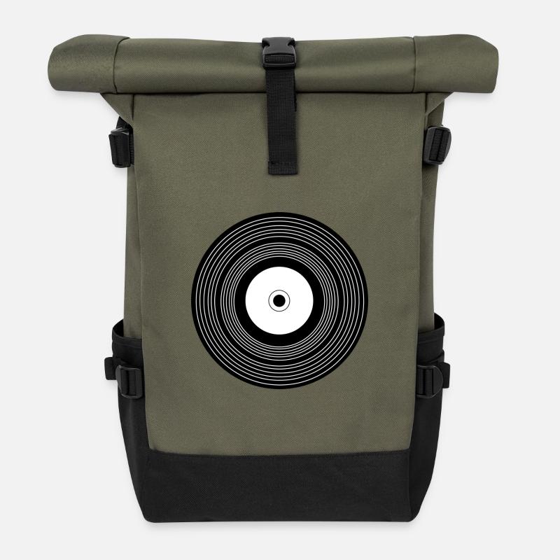 Schallplatte - Rolltop Rucksack - Olive/Schwarz