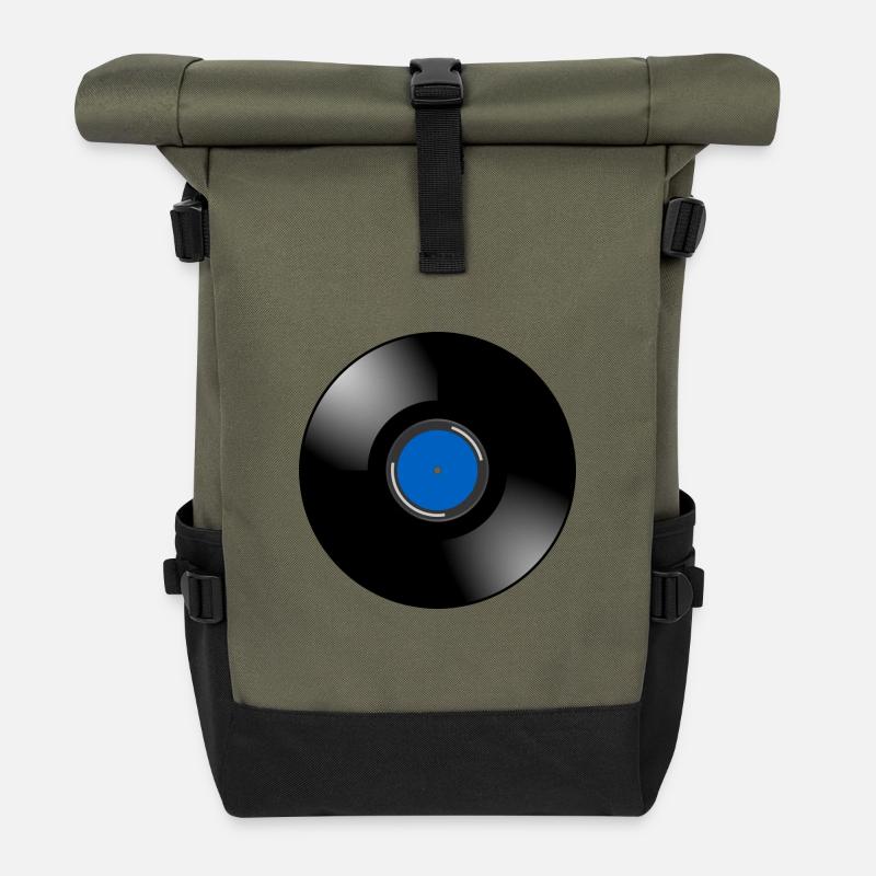 Record in black-blue. Gift - Roll Top Backpack - olive/black