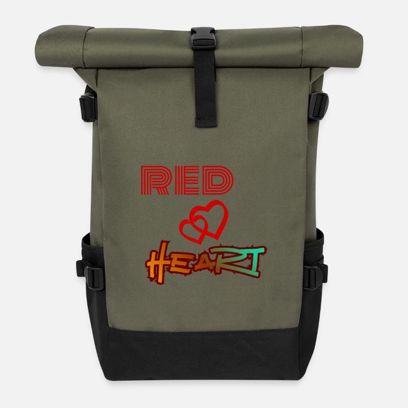 Rotes Herz, Graffiti-Herz - Rolltop Rucksack - Olive/Schwarz