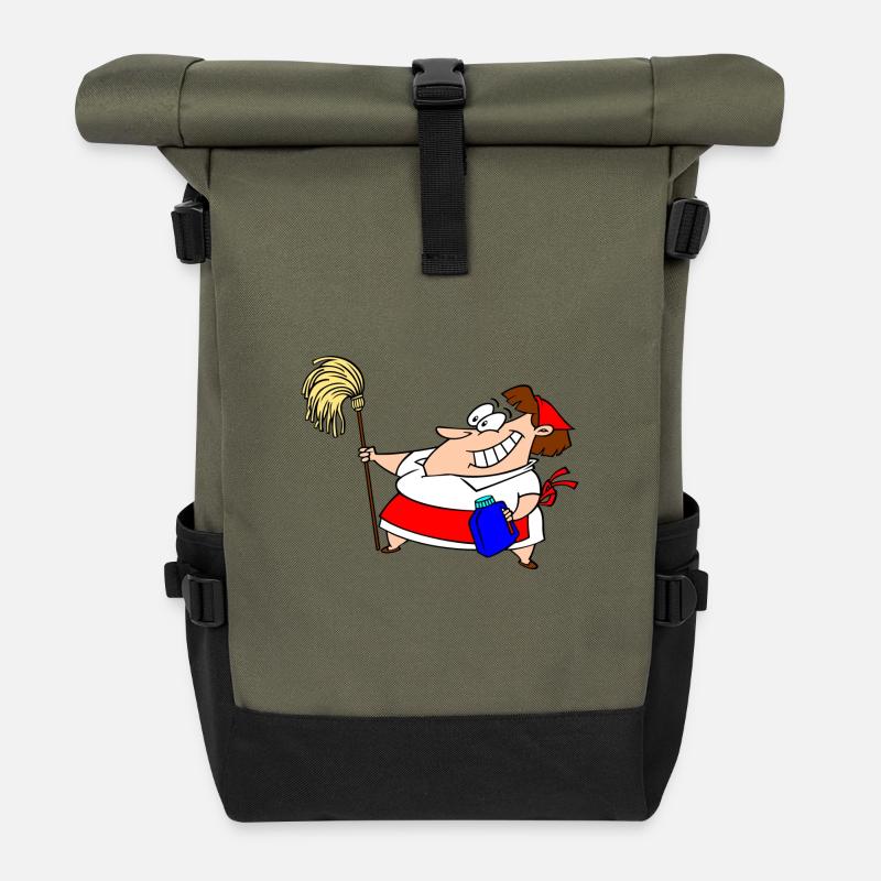 Putzfrau - Rolltop Rucksack - Olive/Schwarz
