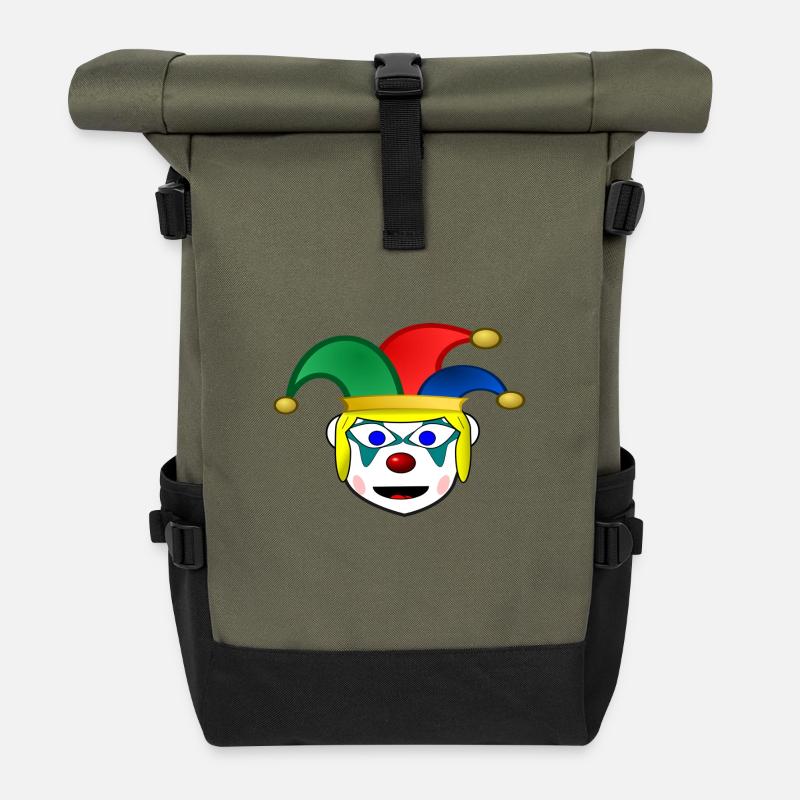 clown 2025131 1280 - Roll Top Backpack - olive/black