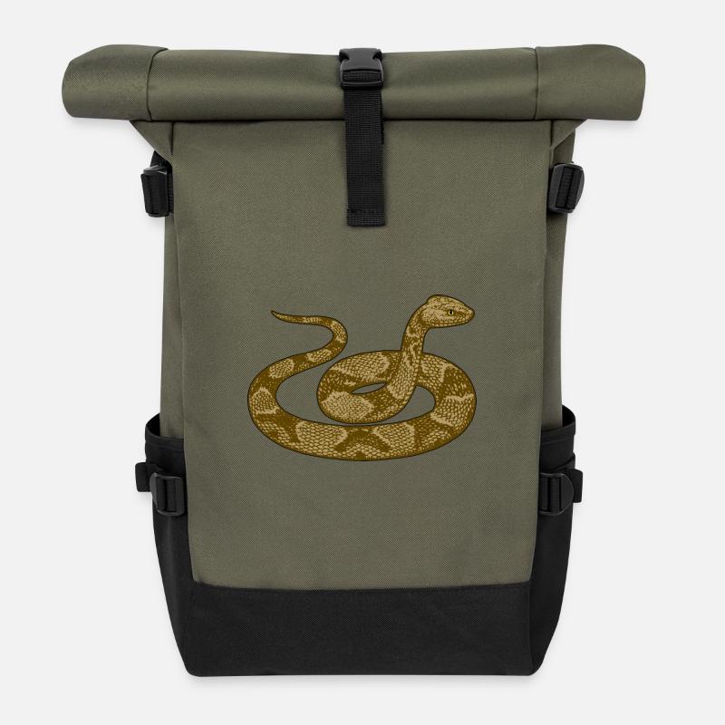 Angry Snake - Roll Top Backpack - olive/black