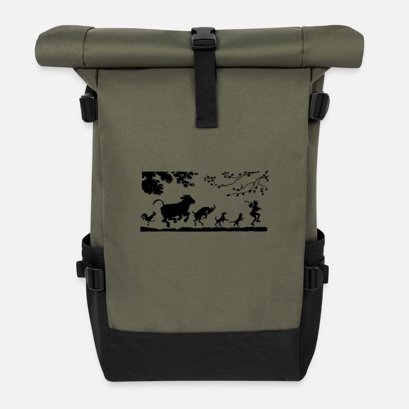 Tiere - Rolltop Rucksack - Olive/Schwarz
