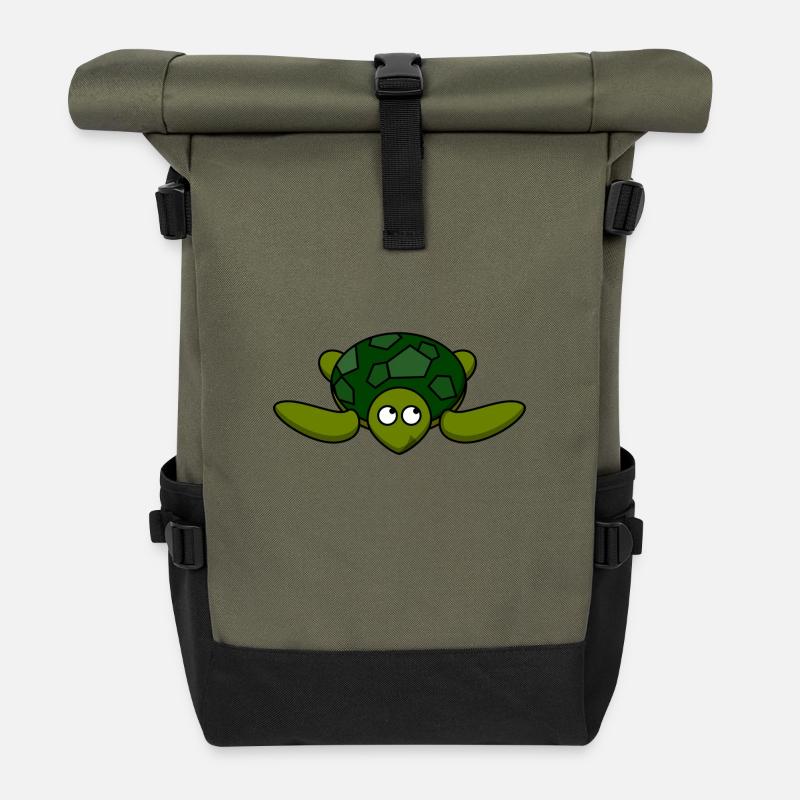 Liebe Schildkröte - Rolltop Rucksack - Olive/Schwarz