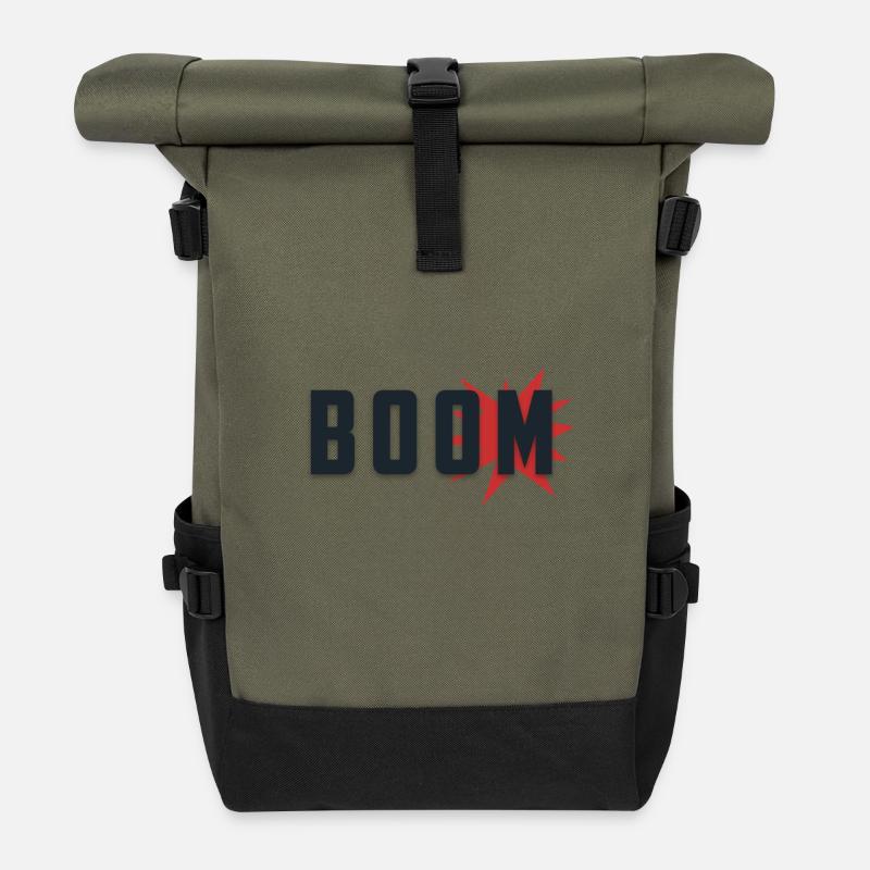 boom explosion - Roll Top Backpack - olive/black