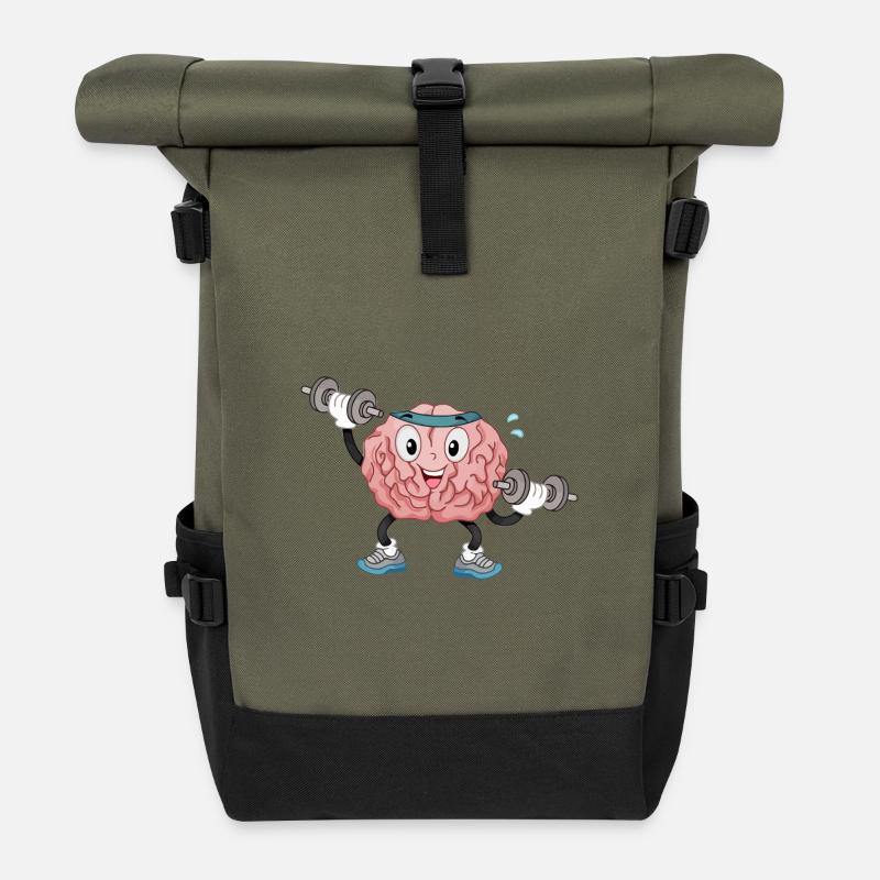 Brain in the gym - Roll Top Backpack - olive/black