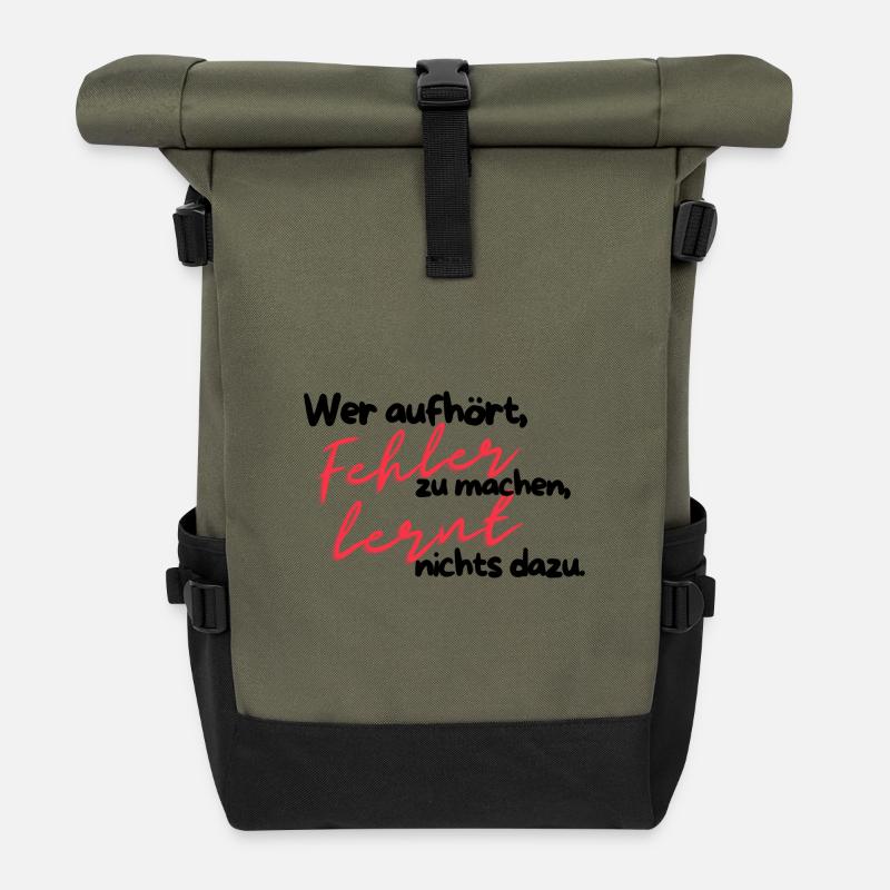 Mistakes teach red writing - Roll Top Backpack - olive/black