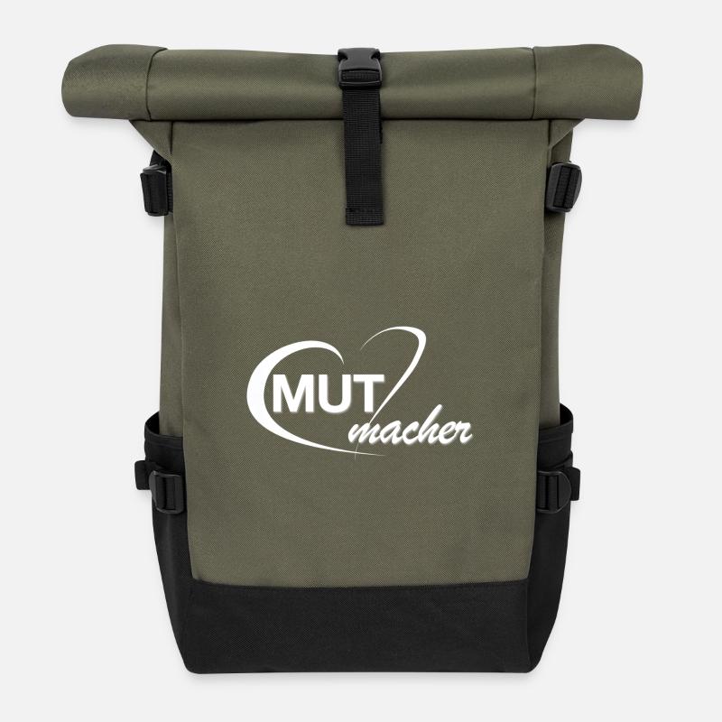 Mutmacher_Logo_weiss - Rolltop Rucksack - Olive/Schwarz