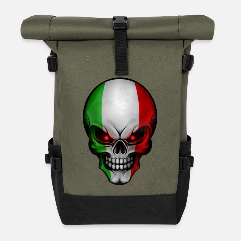 Skull Italy - Roll Top Backpack - olive/black
