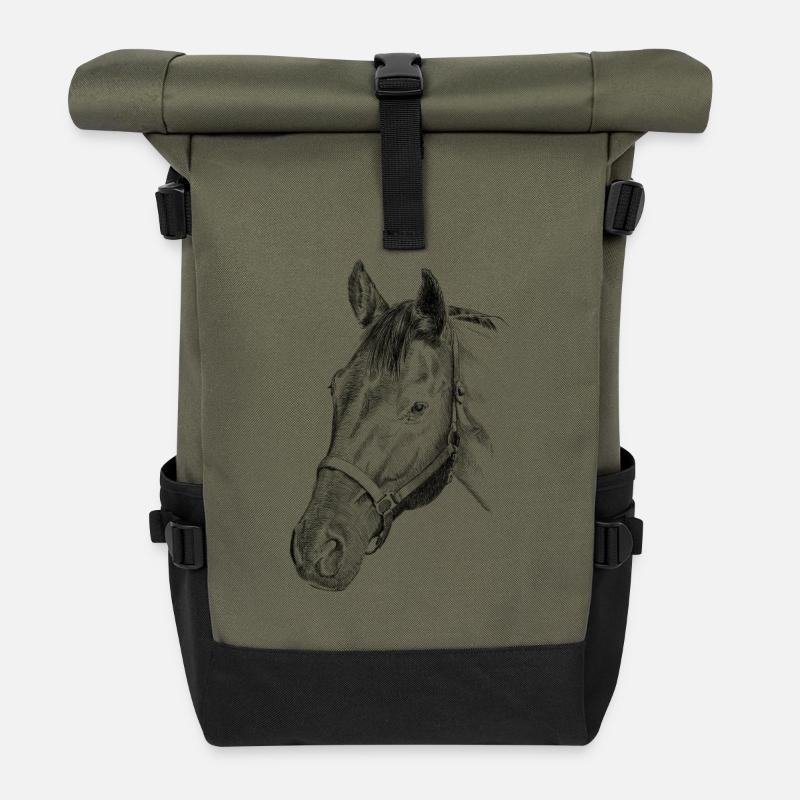Pferd - Rolltop Rucksack - Olive/Schwarz