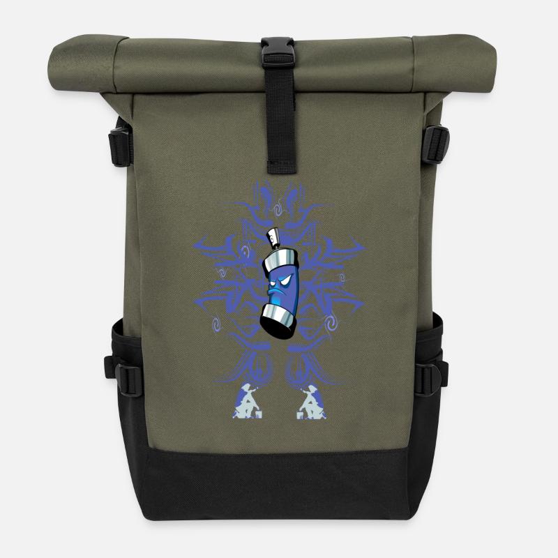 graffiti - Sac à dos roll top - olive/noir