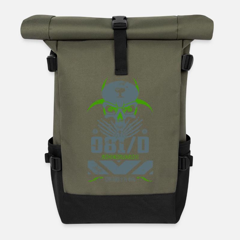 Underground Skull - Rolltop Rucksack - Olive/Schwarz
