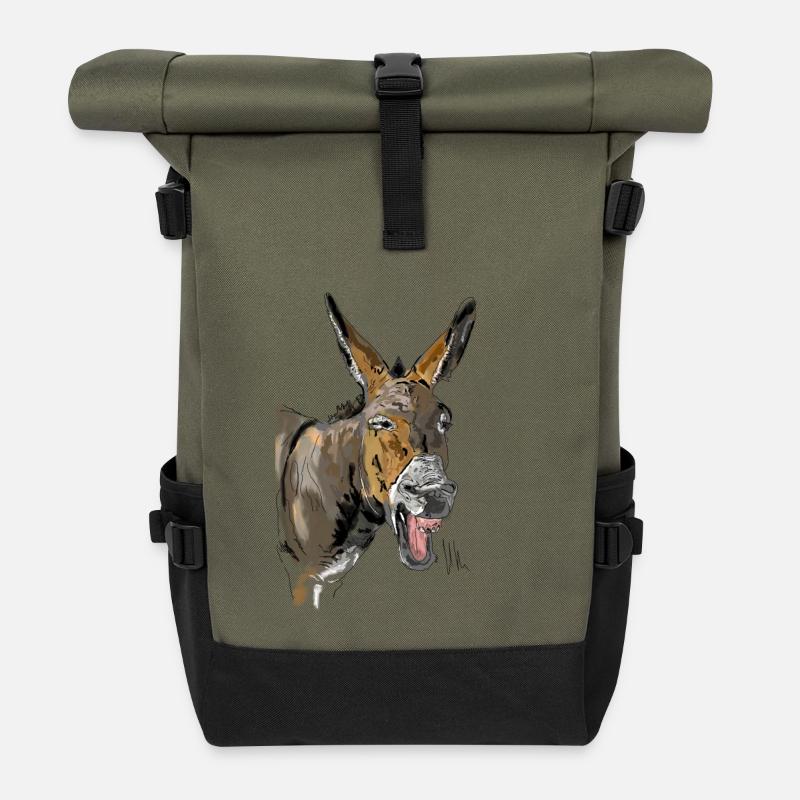 Esel Donkey Âne - Sac à dos roll top - olive/noir