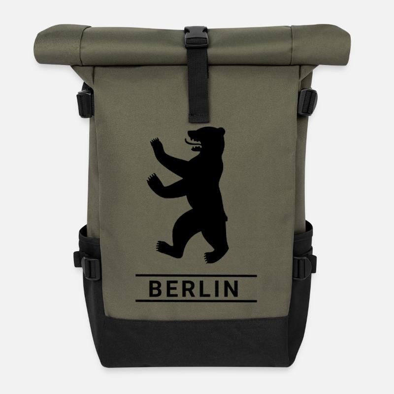 Berliner Bär - Rolltop Rucksack - Olive/Schwarz