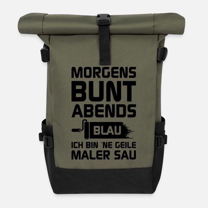 Geile Maler Sau - Rolltop Rucksack - Olive/Schwarz