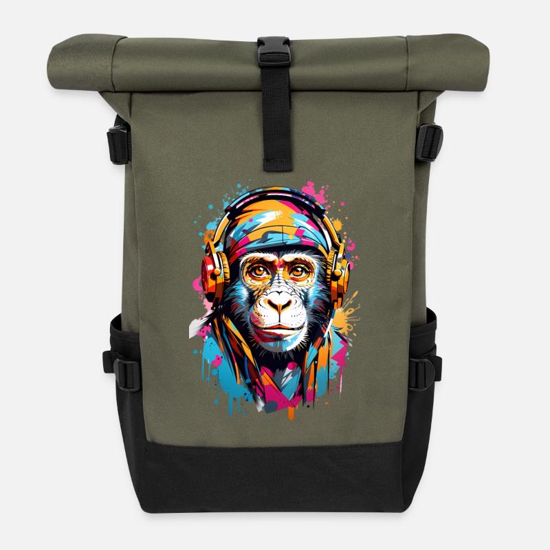 Coole Affe - Rolltop Rucksack - Olive/Schwarz