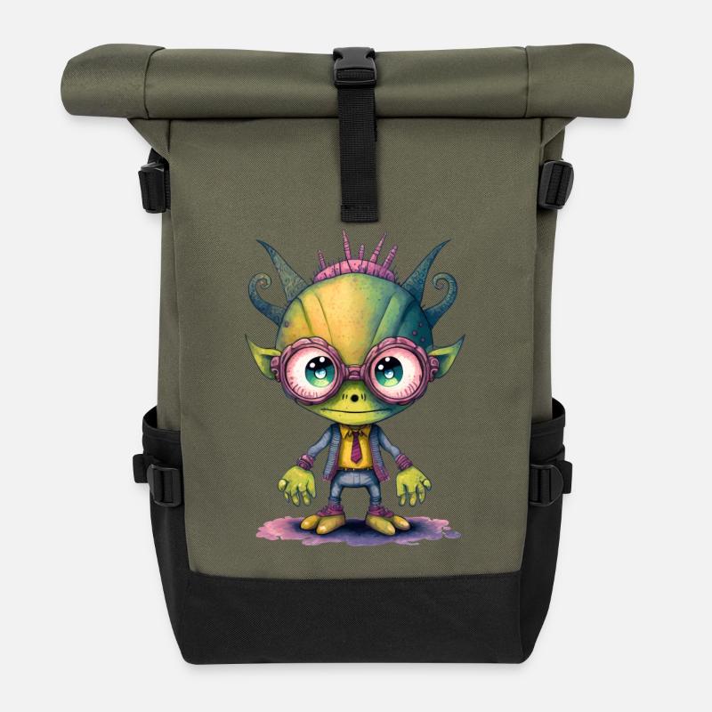 NERDY forever - Nerdy Alien - Rolltop Rucksack - Olive/Schwarz