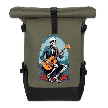 Squelette jouant de la guitare - Sac à dos roll top - olive/noir - Devant