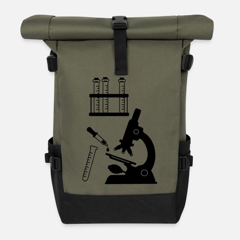 Mikroskopische Laborforschung - Rolltop Rucksack - Olive/Schwarz